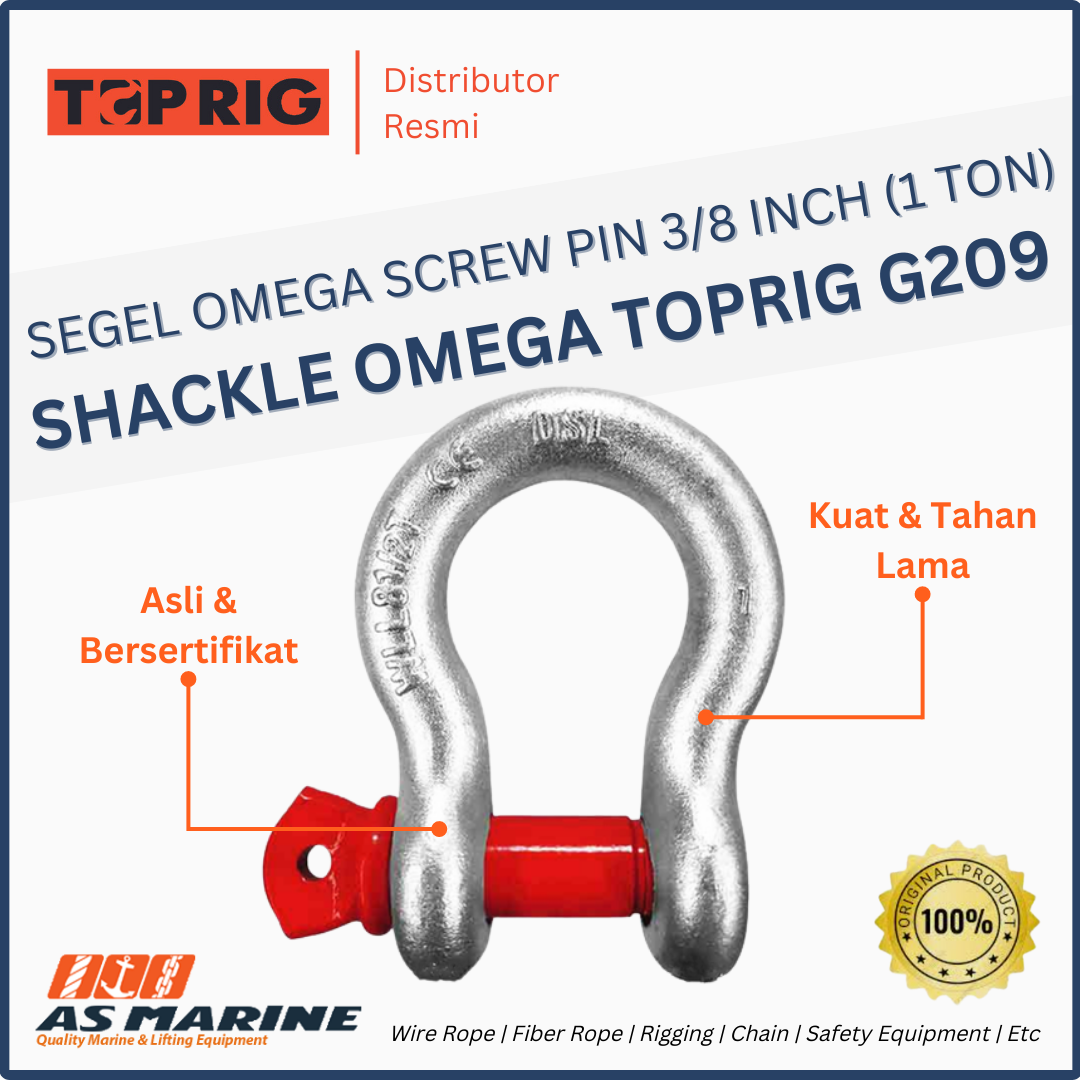 SHACKLE / SEGEL OMEGA G209 TOPRIG SCREW PIN 3/8 INCH