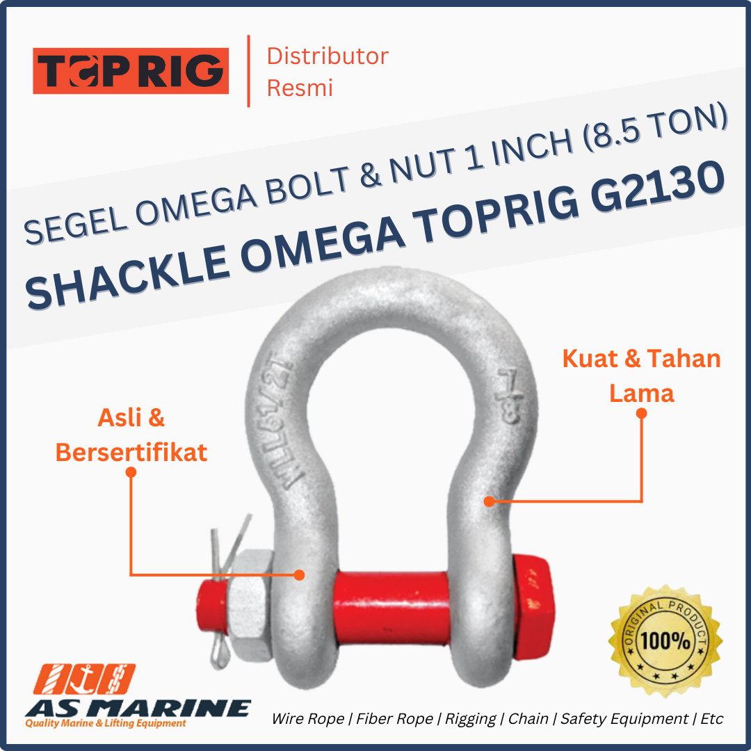 SHACKLE / SEGEL OMEGA G2130 TOPRIG BOLT & NUT 1 INCH