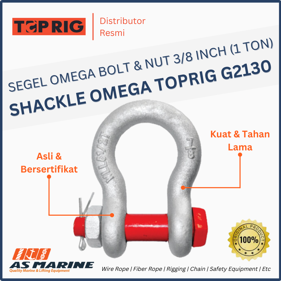 SHACKLE / SEGEL OMEGA G2130 TOPRIG BOLT & NUT 3/8 INCH