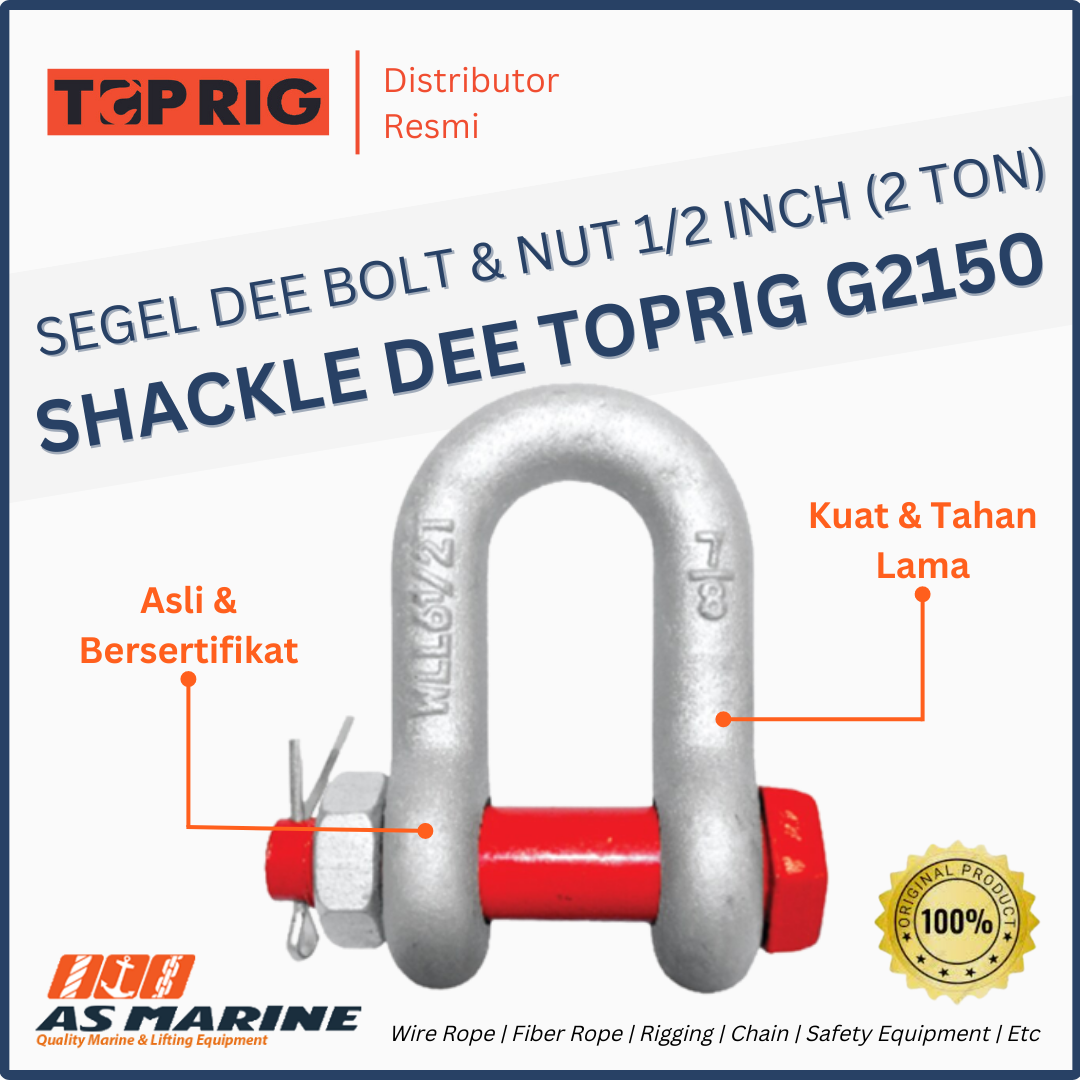 SHACKLE / SEGEL DEE G2150 TOPRIG BOLT & NUT 1/2 INCH