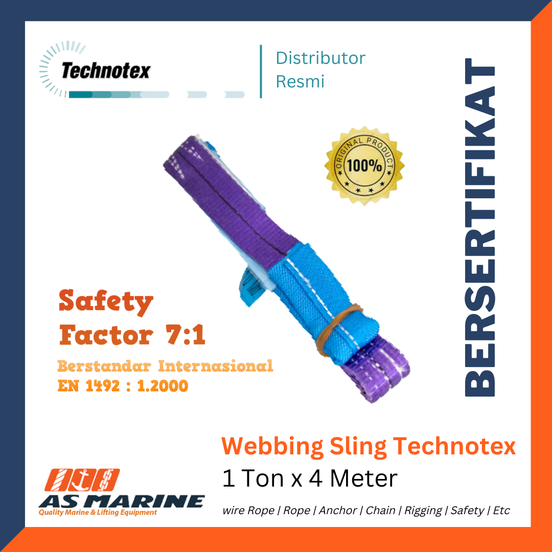 Webbing Sling Belt / Tali Angkat 1 Ton x 4 Meter 30 mm Technotex Holland