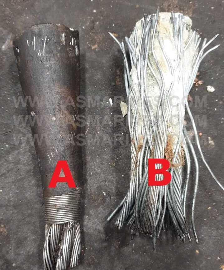 hasil pengecoran socket wire rope
