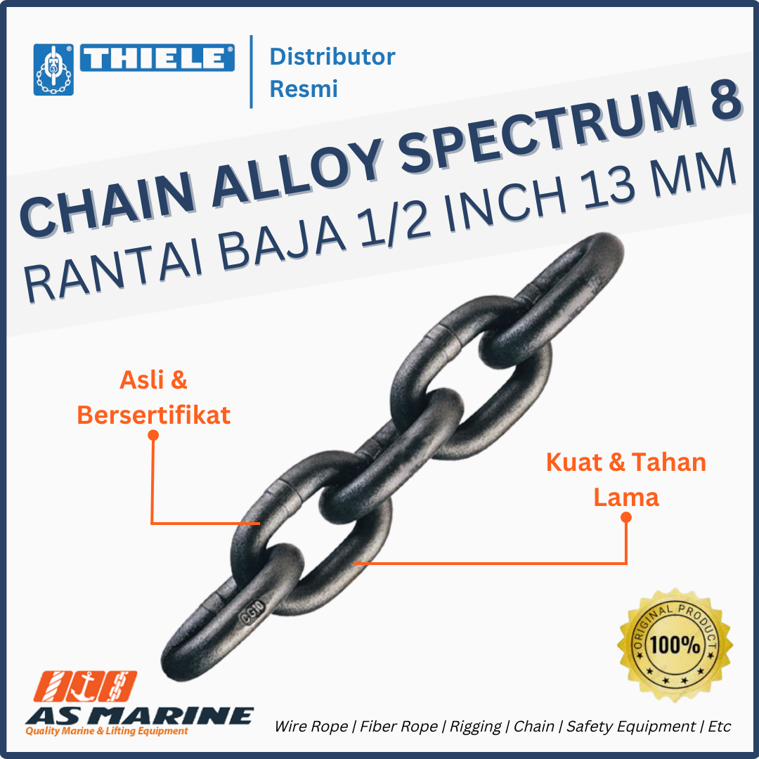THIELE Chain / Rantai Baja Alloy Spec 8 Grade 80 1/2 Inch 13 mm