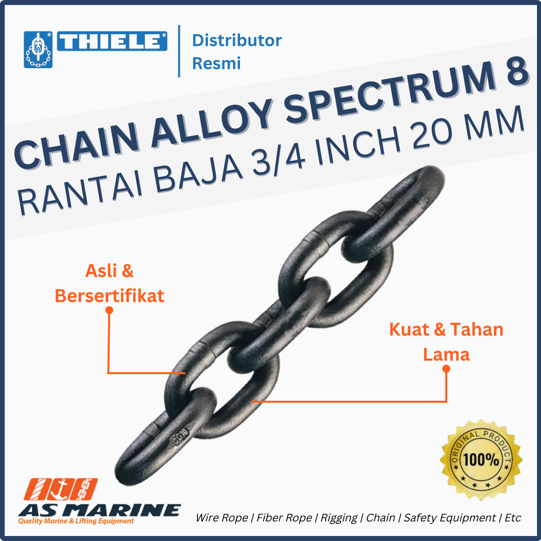 THIELE Chain / Rantai Baja Alloy Spec 8 Grade 80 3/4 Inch 20 mm