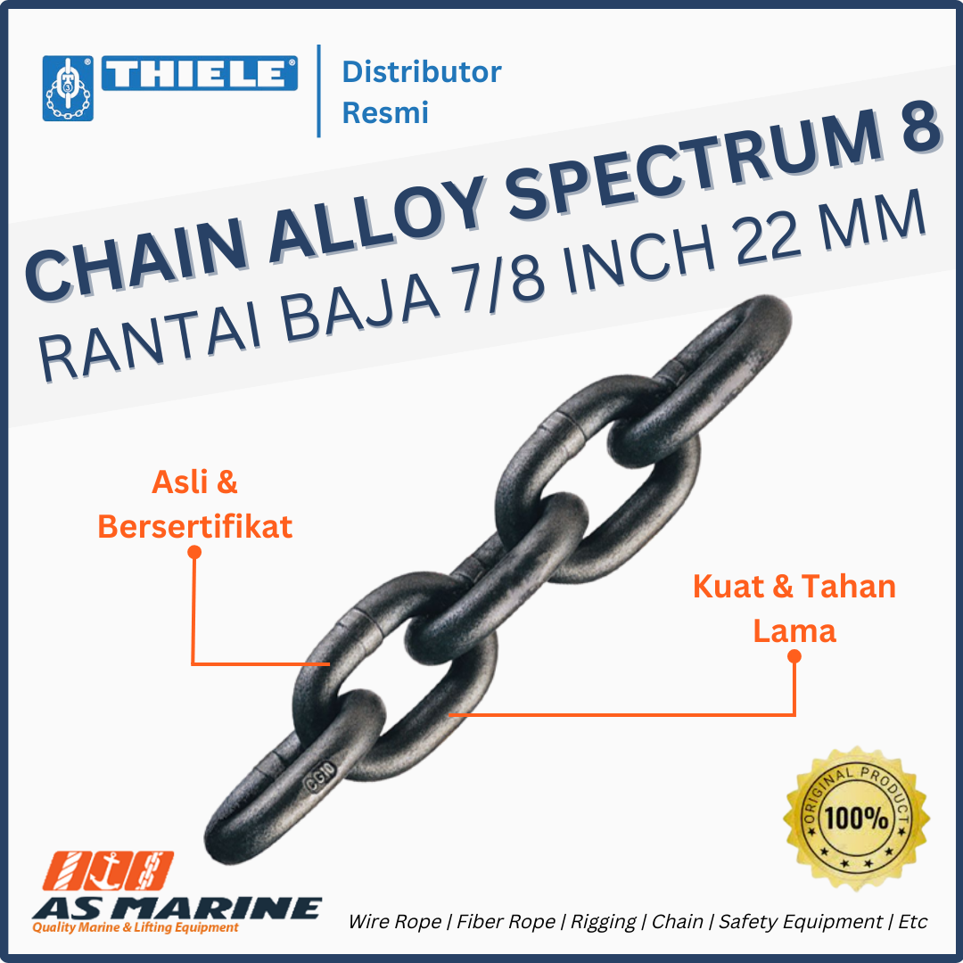 THIELE Chain / Rantai Baja Alloy Spec 8 Grade 80 7/8 Inch 22 mm