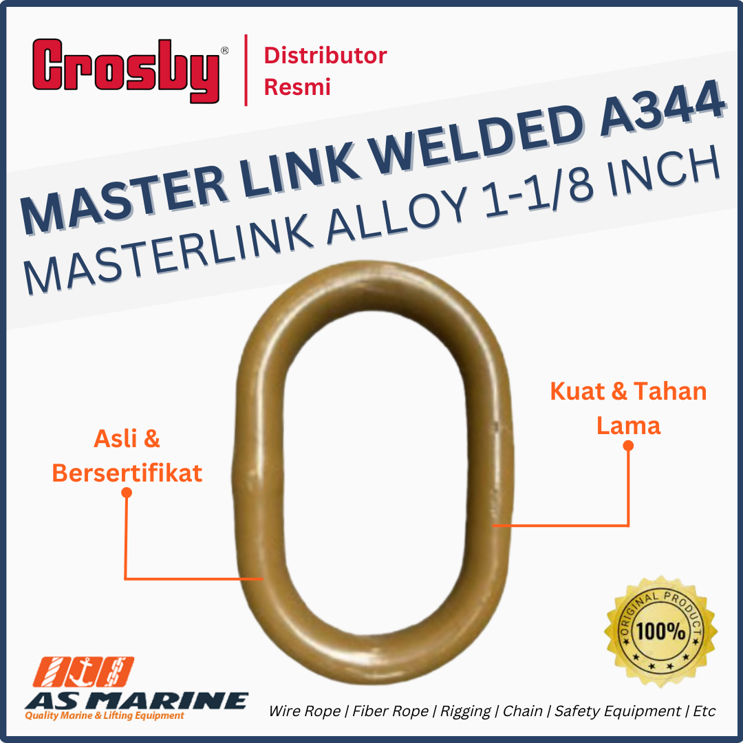 CROSBY USA Master Link Welded / Masterlink Alloy A344 1-1/8 Inch 1257382