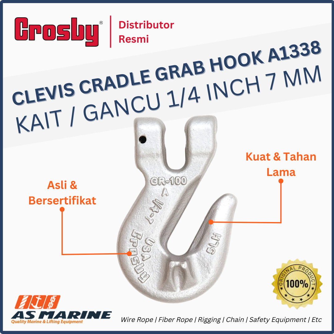 crosby usa clevis cradle grab hook a1338 1/4 inch 7 mm