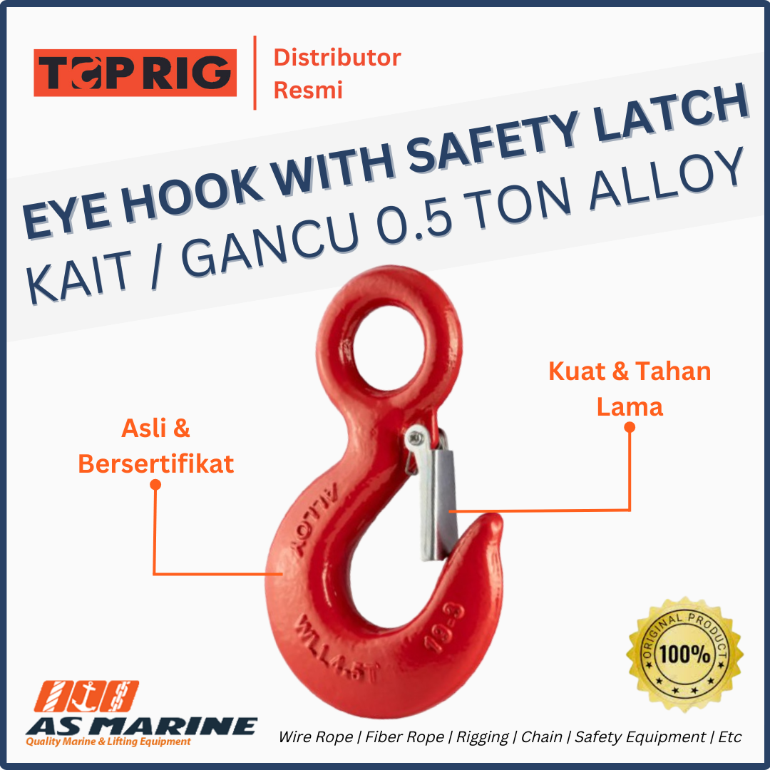 TOPRIG Hook Eye / Kait / Gancu with Safety Latch Kit 0.5 Ton Alloy