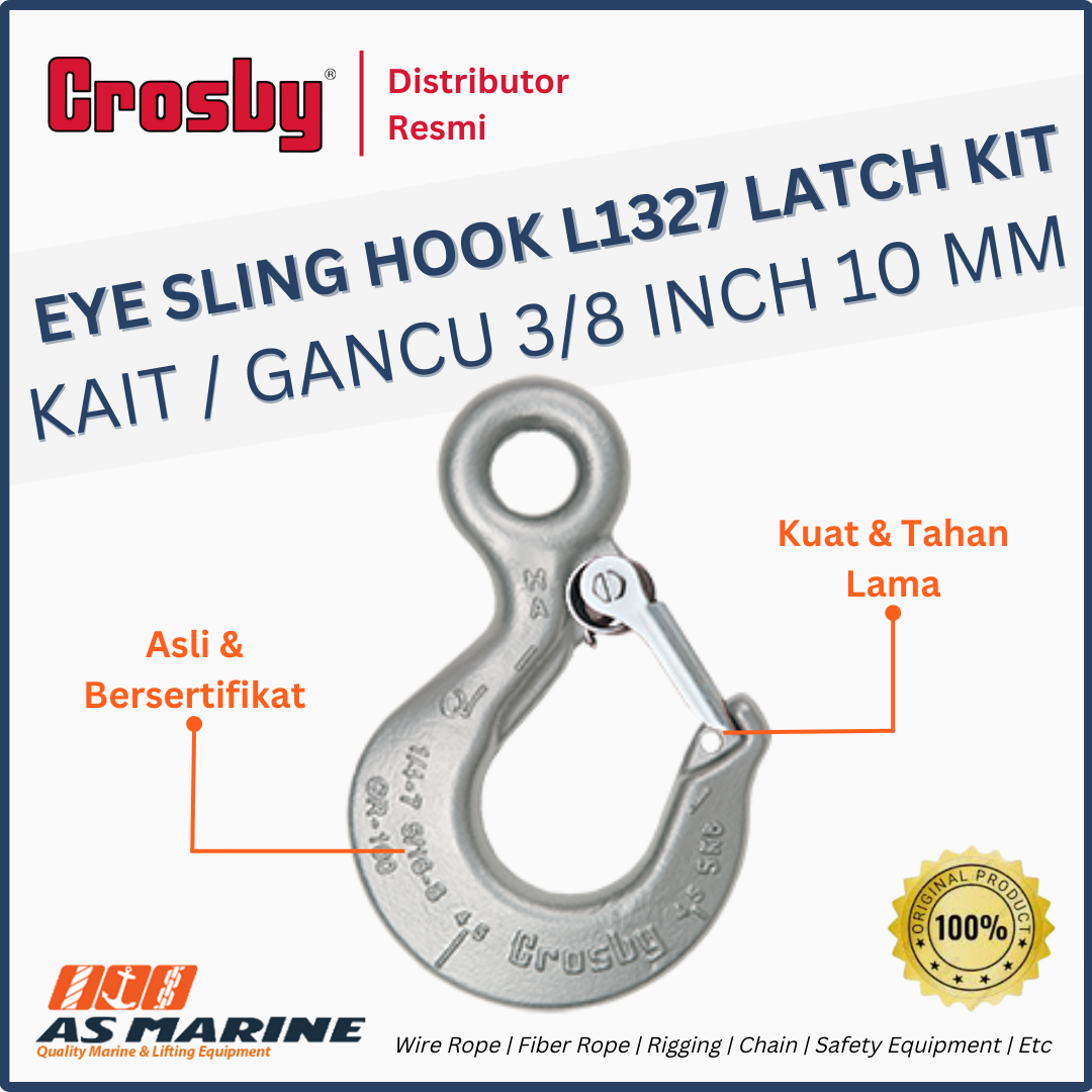 Crosby USA Eye Sling Hook / Kait / Gancu L1327 with Latch Kit 3/8 Inch