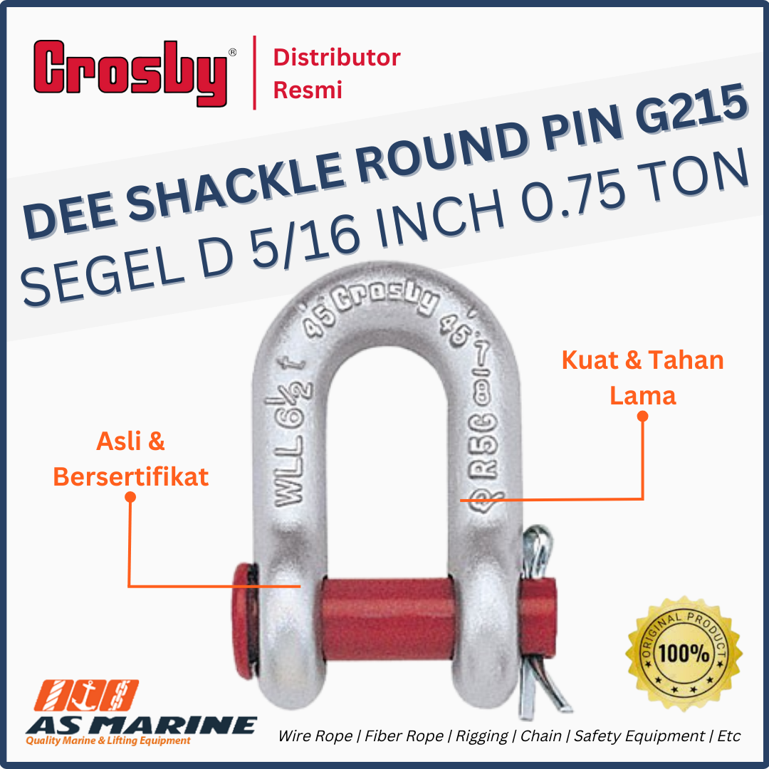 CROSBY USA Dee Shackle / Segel D G215 Round PIN 5/16 Inch 0.75 Ton