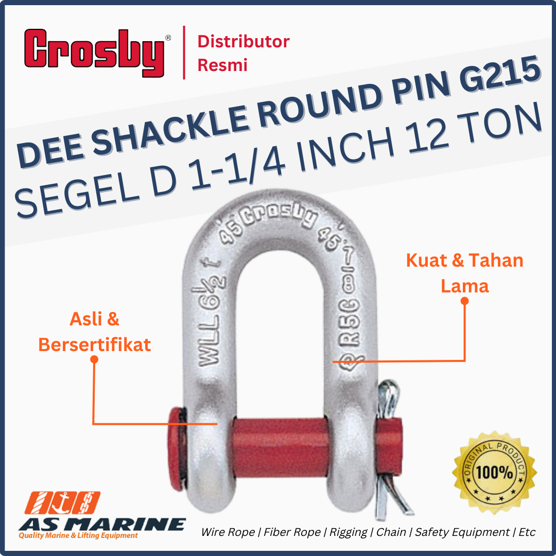 CROSBY USA Dee Shackle / Segel D G215 Round PIN 1-1/4 Inch 12 Ton