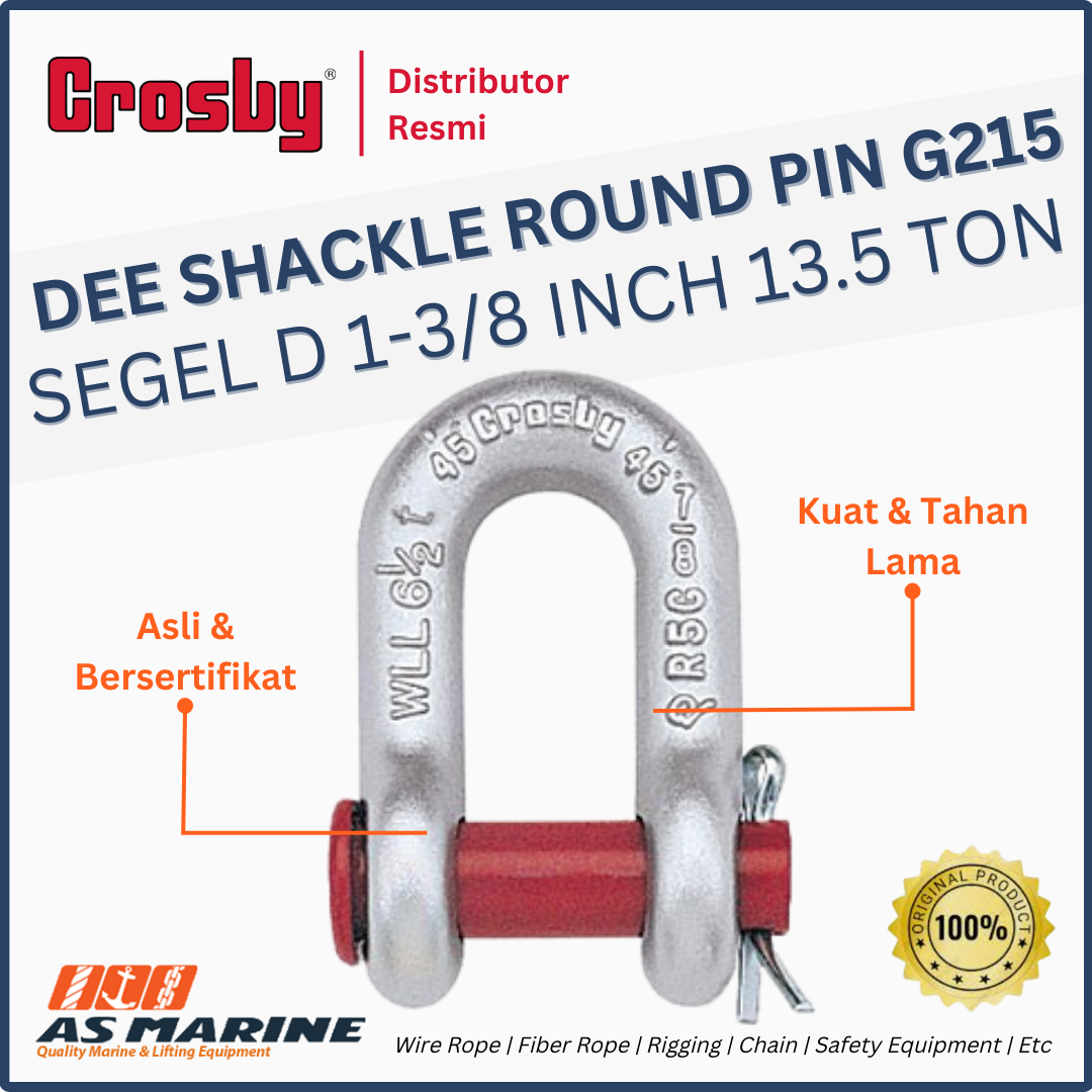 CROSBY USA Dee Shackle / Segel D G215 Round PIN 1-3/8 Inch 13.5 Ton