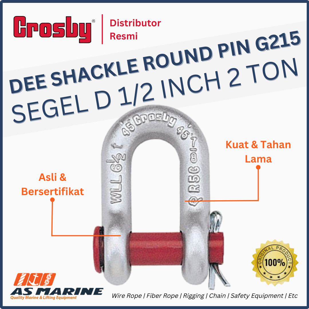 CROSBY USA Dee Shackle / Segel D G215 Round PIN 1/2 Inch 2 Ton