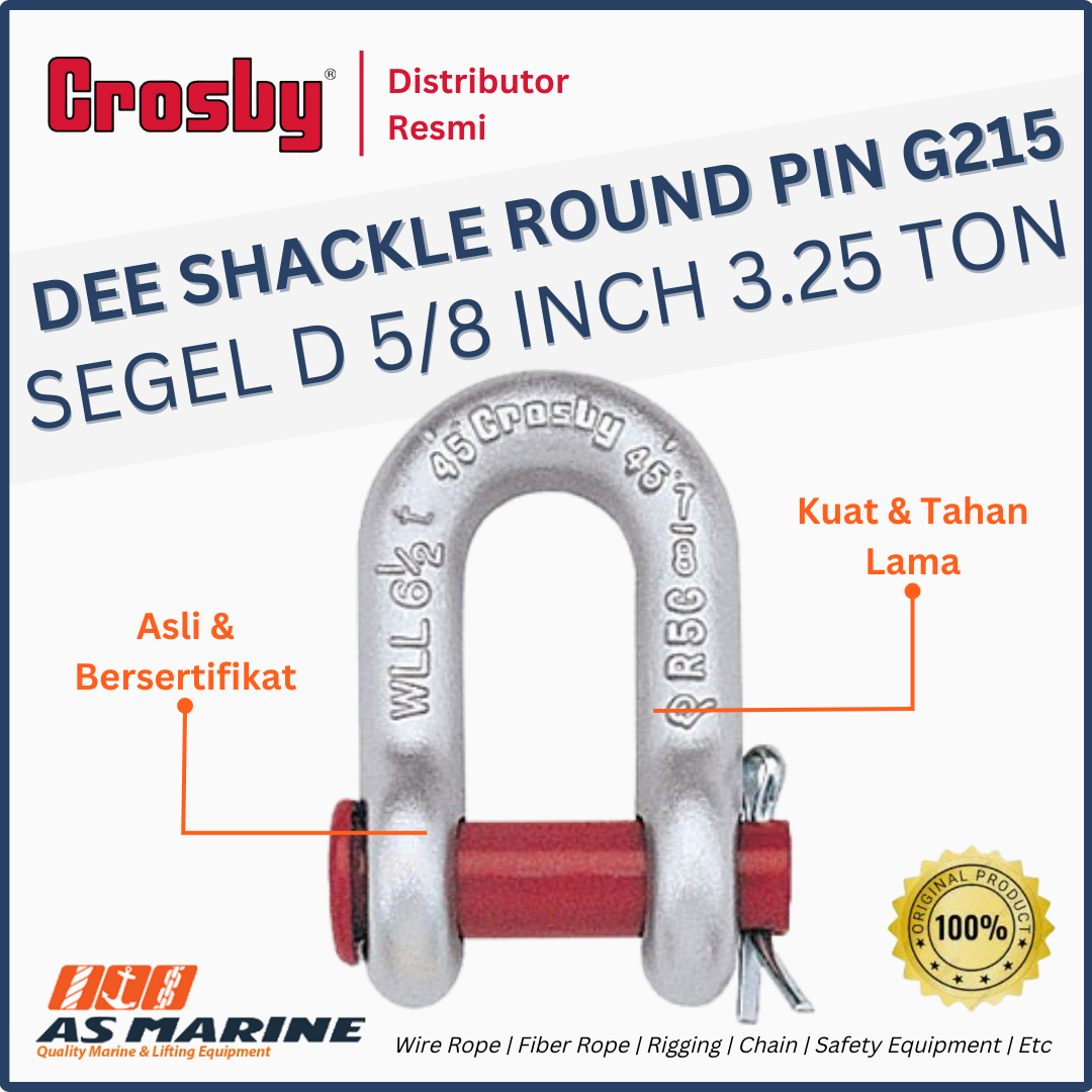 CROSBY USA Dee Shackle / Segel D G215 Round PIN 5/8 Inch 3.25 Ton