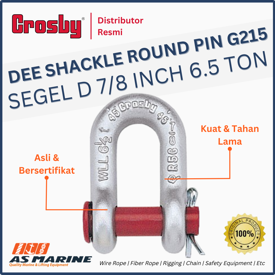 CROSBY USA Dee Shackle / Segel D G215 Round PIN 7/8 Inch 6.5 Ton