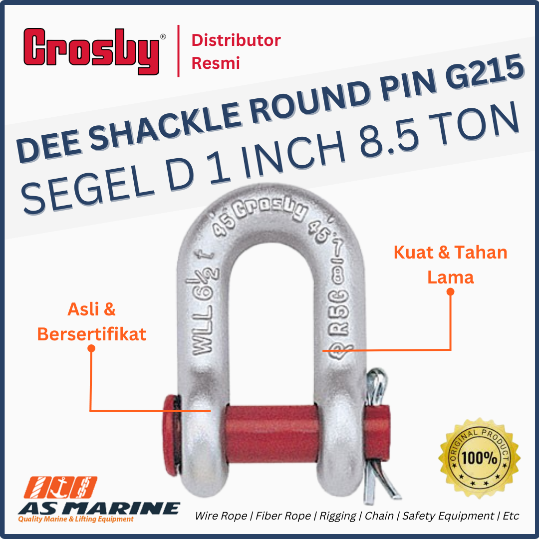 CROSBY USA Dee Shackle / Segel D G215 Round PIN 1 Inch 8.5 Ton