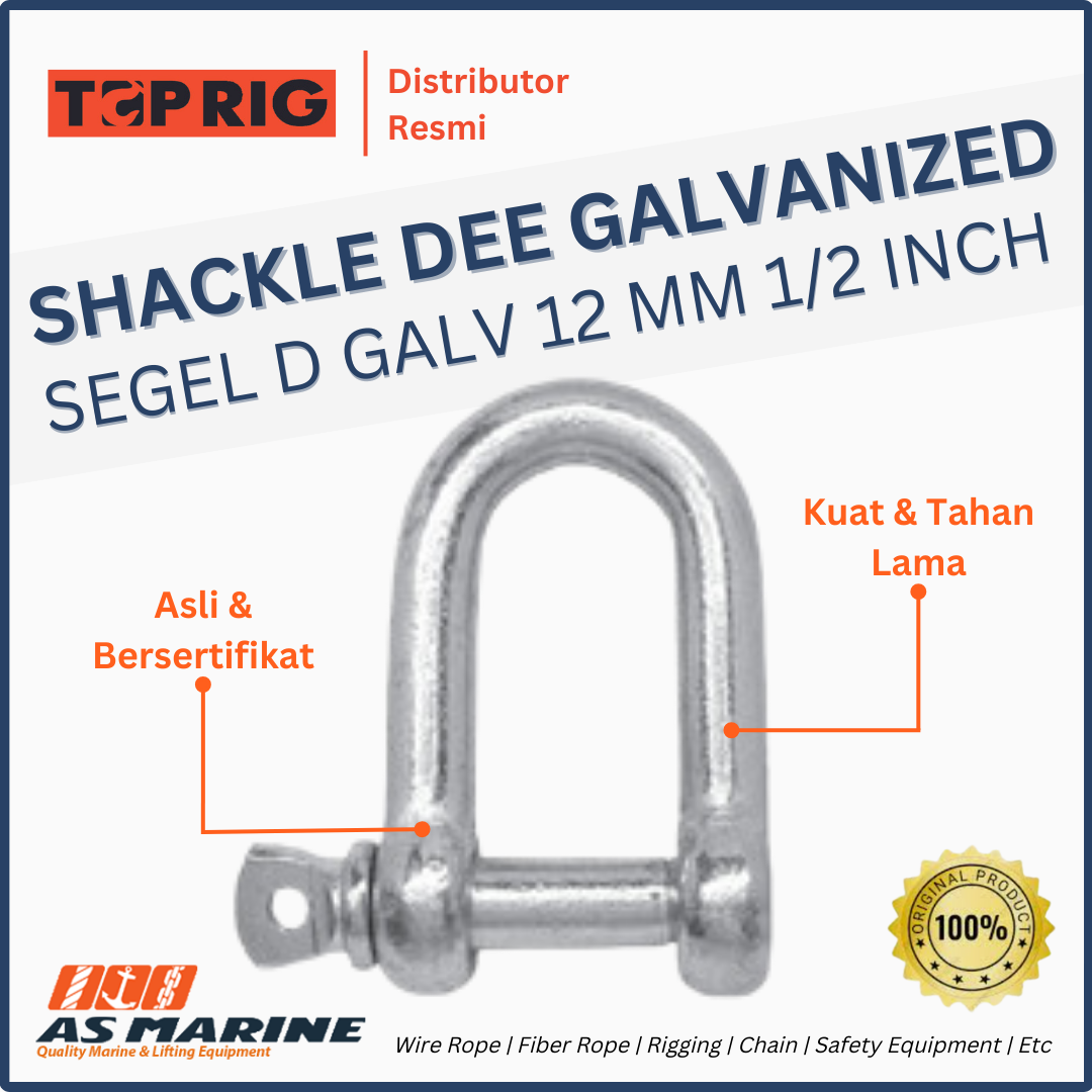 shackle d galvanized toprig 12 mm 1/2 inch
