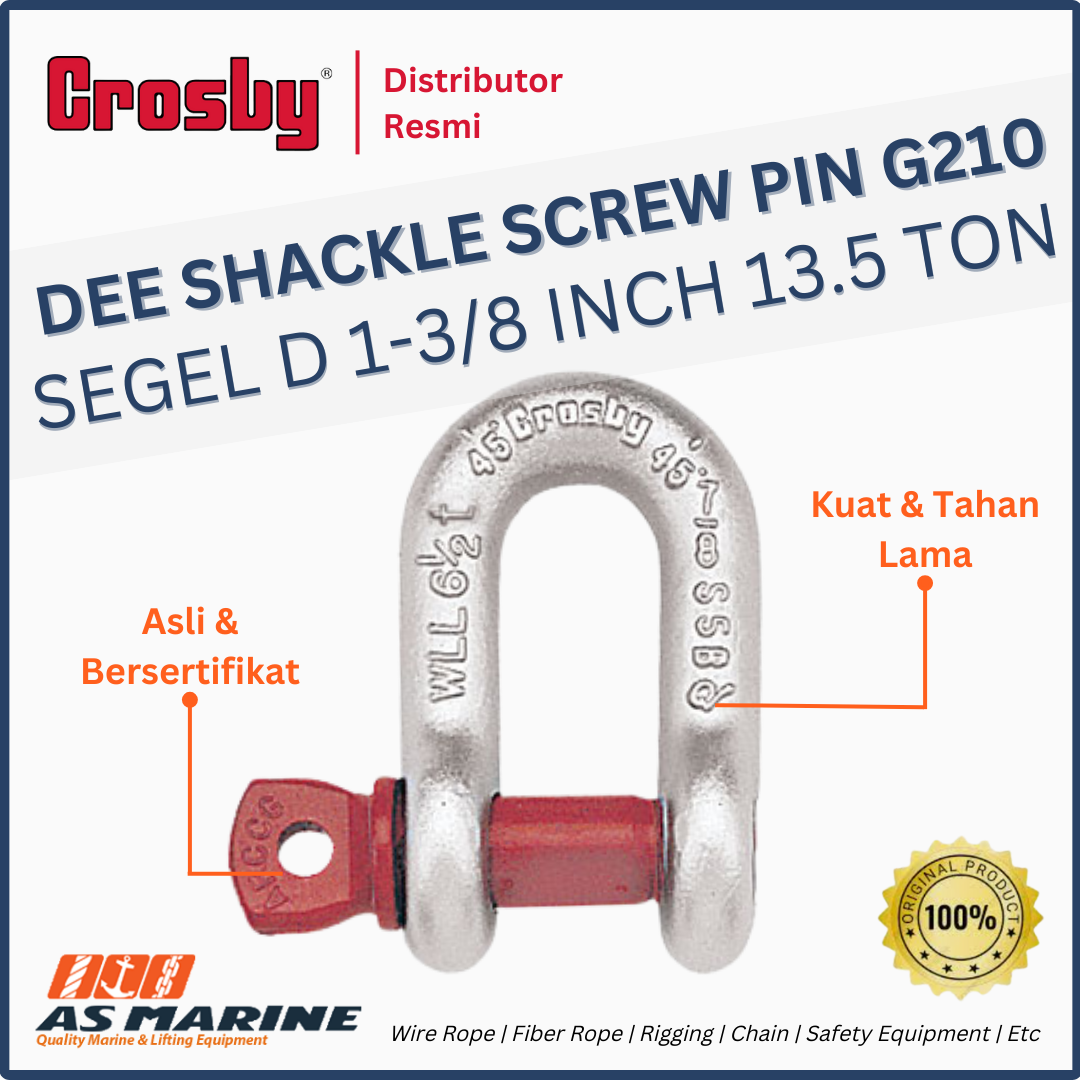 shackle crosby dee G210 screw pin 1-3/8 inch 13.5 ton