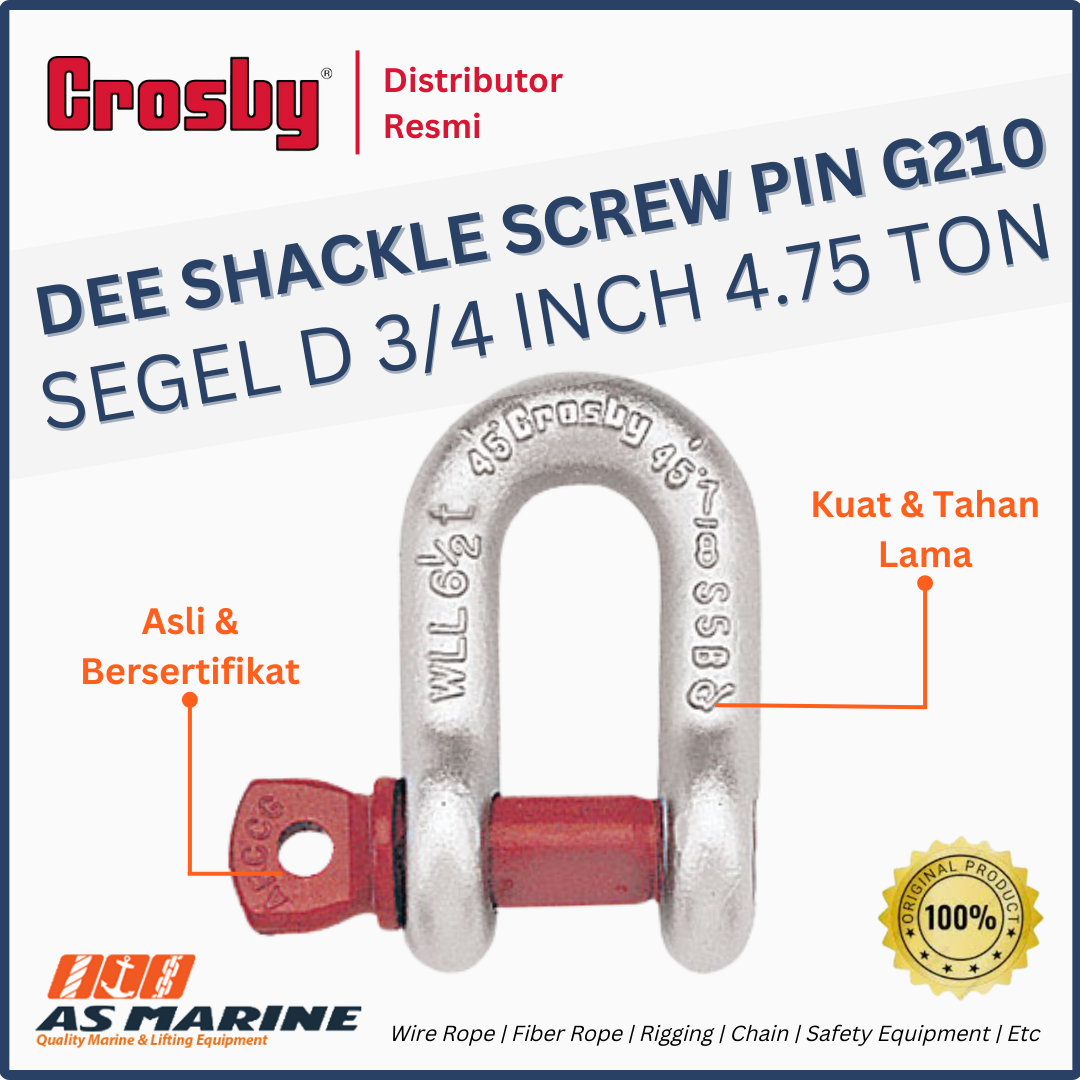 shackle crosby dee G210 screw pin 3/4 inch 4.75 ton