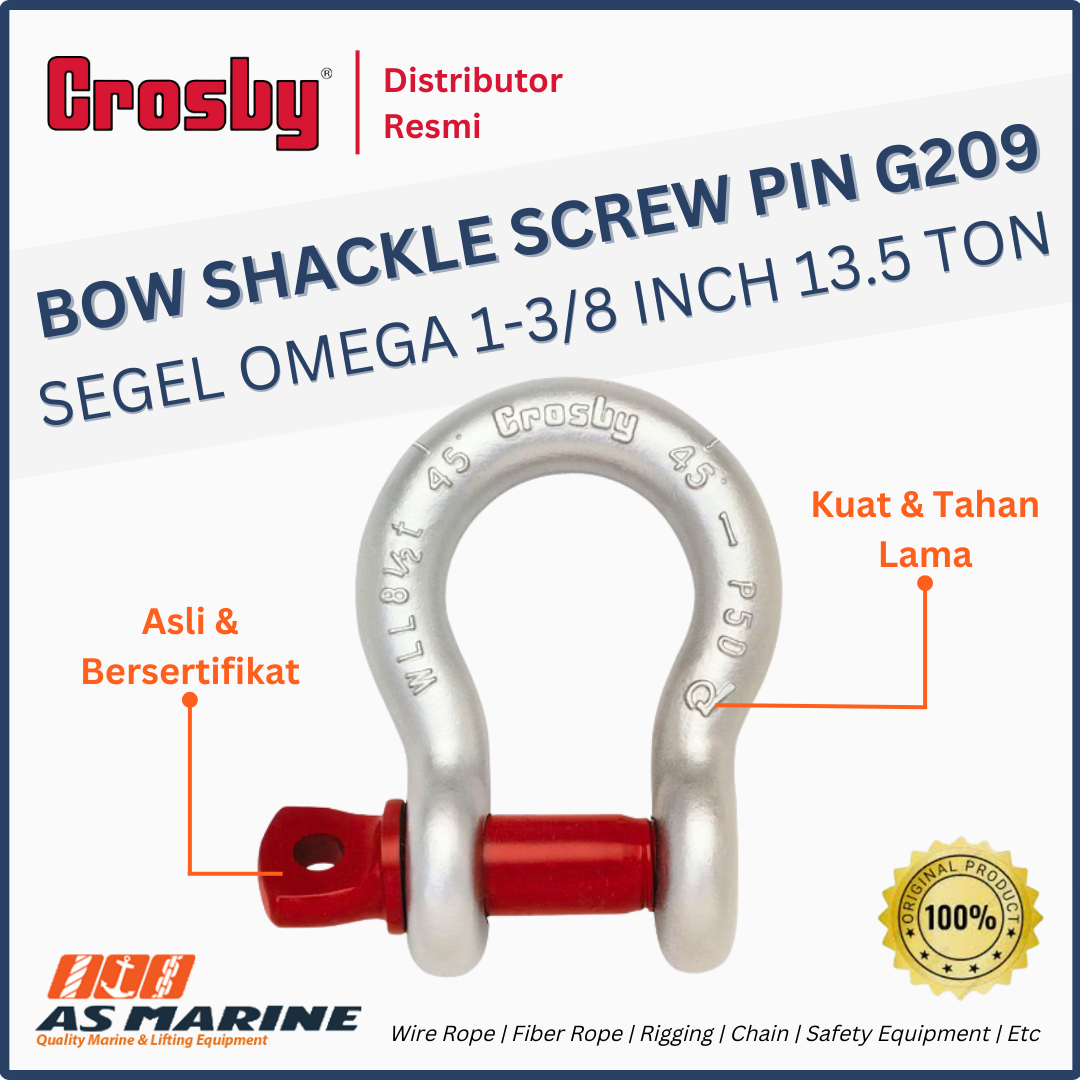shackle crosby omega G209 screw pin 1-3/8 inch 13.5 ton