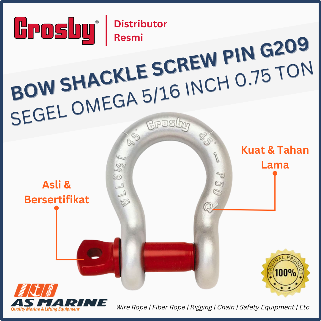 shackle crosby omega G209 screw pin 5/16 inch 0.75 ton
