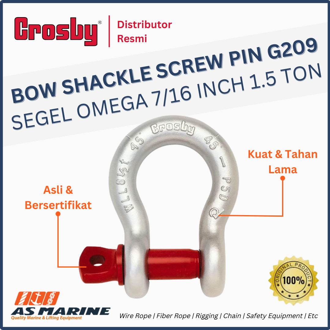 shackle crosby omega G209 screw pin 7/16 inch 1.5 ton