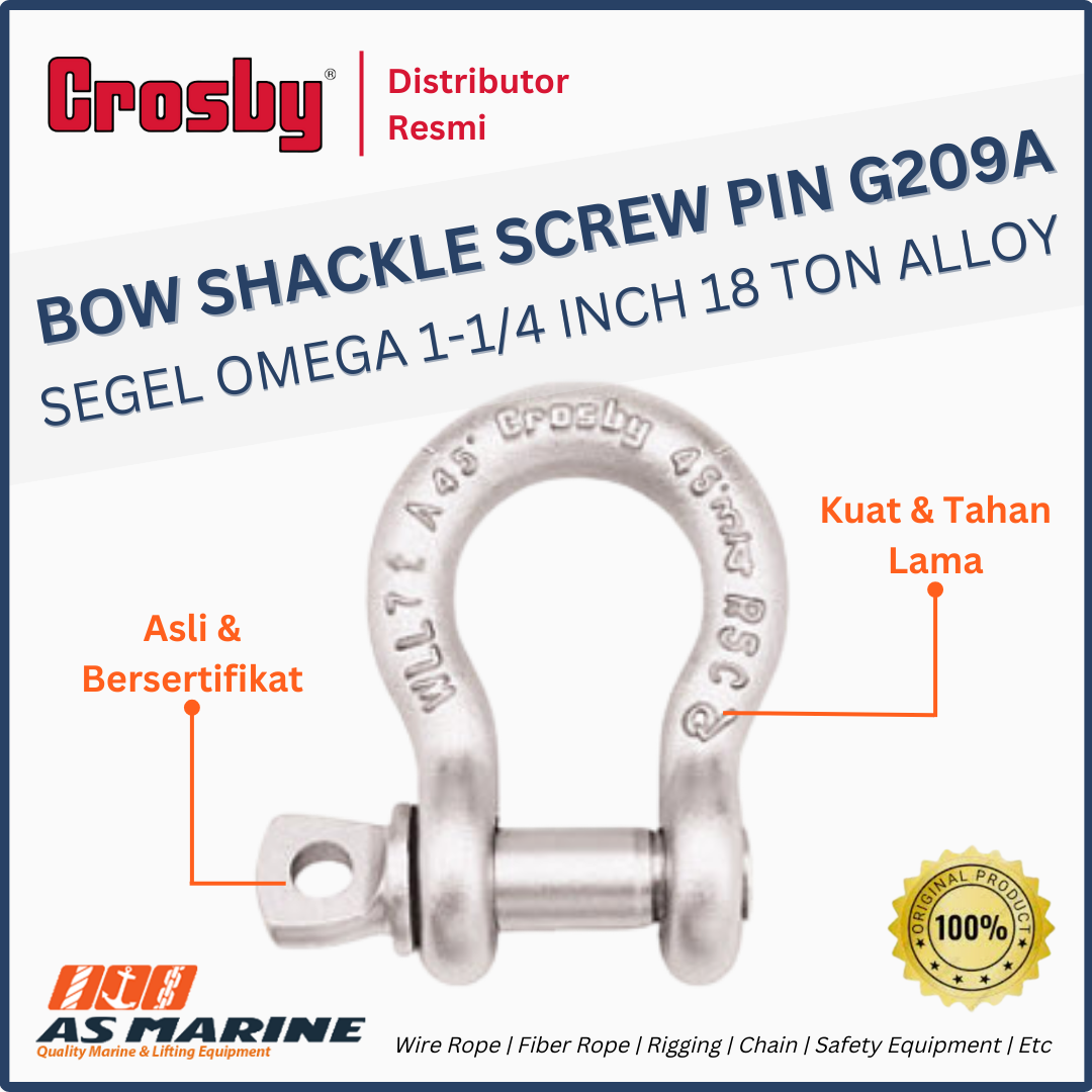 shackle crosby omega G209A screw pin 1-1/4 inch 18 ton