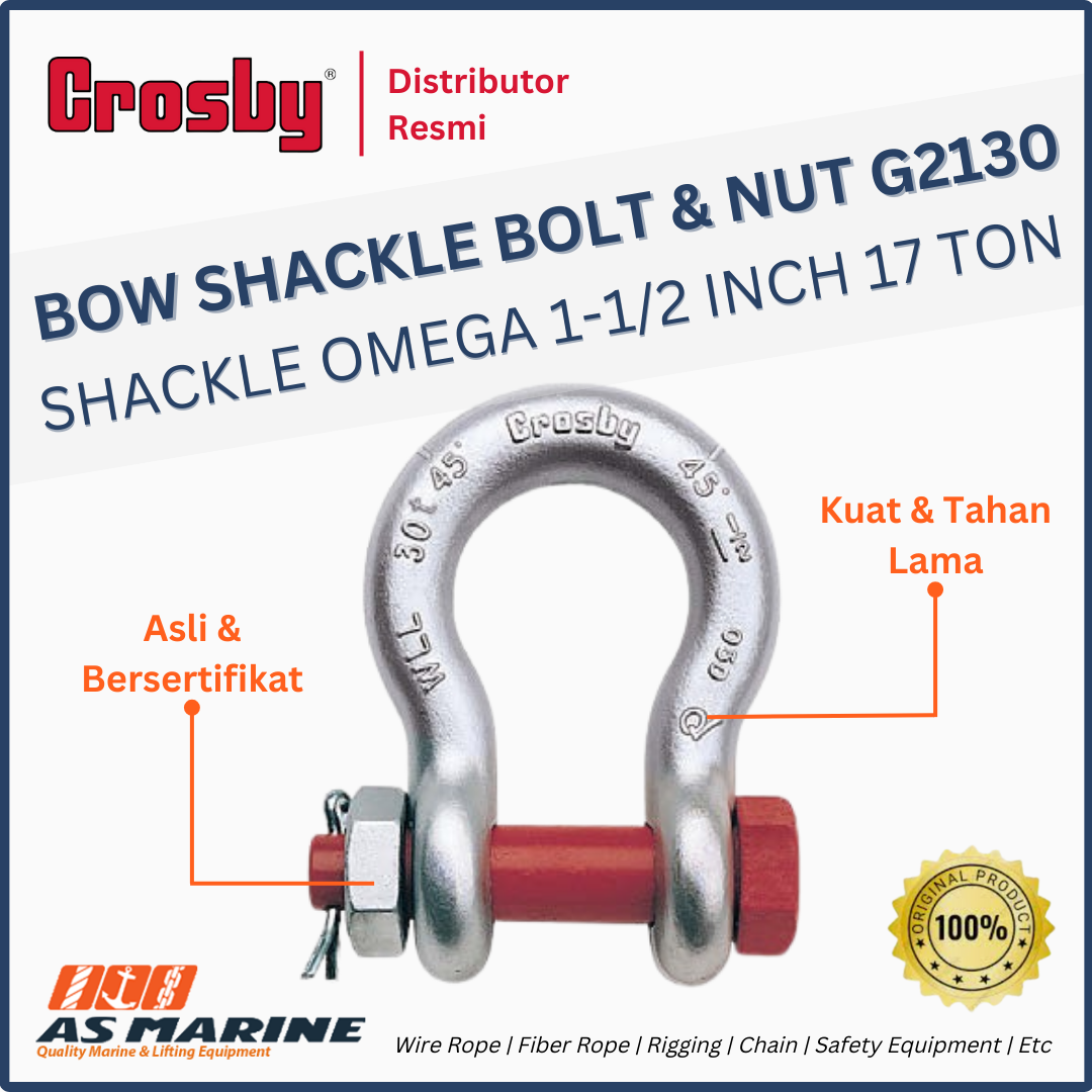 shackle crosby omega G2130 bolt and nut 1-1/2 inch 17 ton