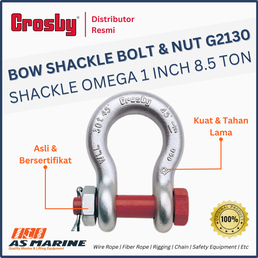 shackle crosby omega G2130 bolt and nut 1 inch 8.5 ton