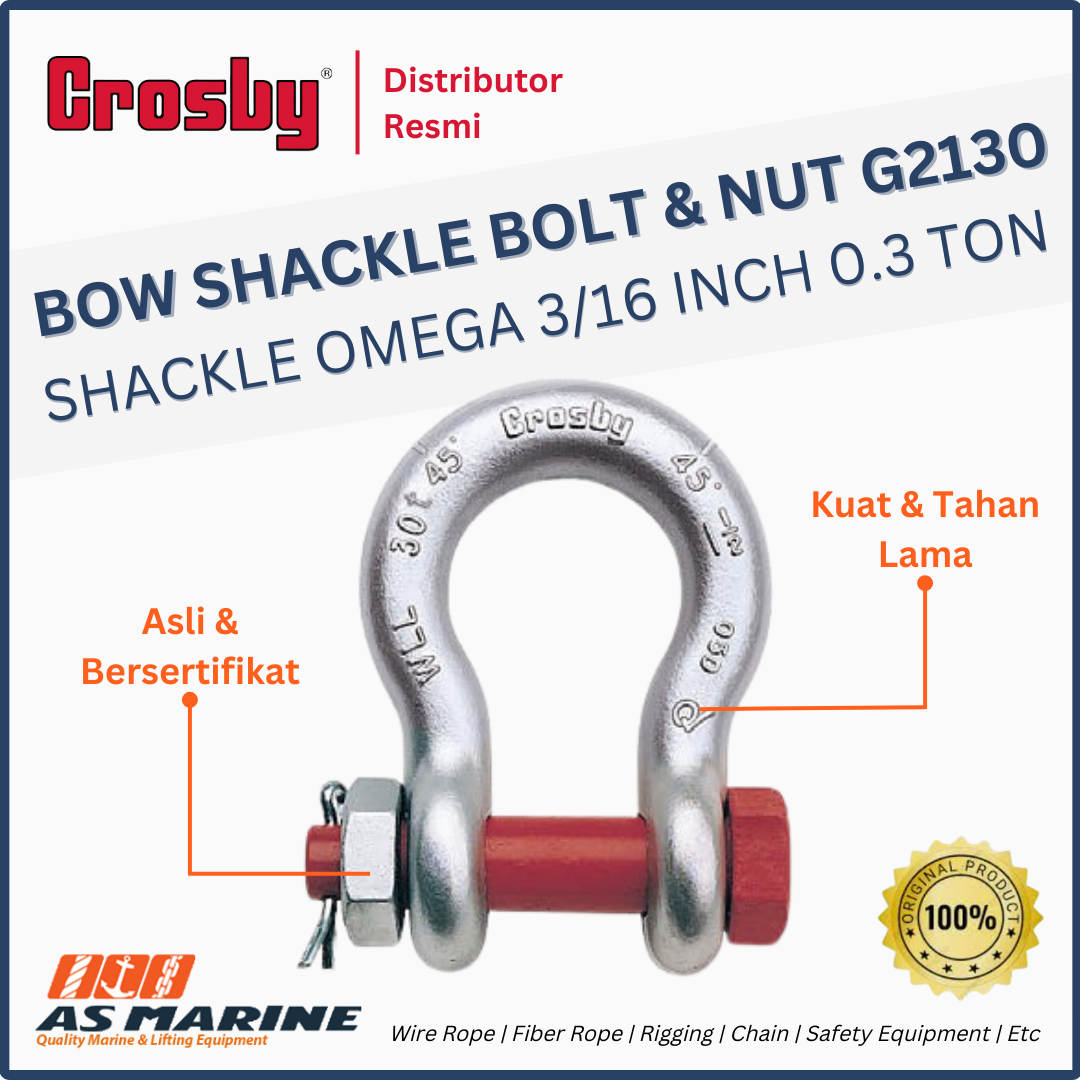 shackle crosby omega G2130 bolt & nut 3/16 inch 0.3 ton