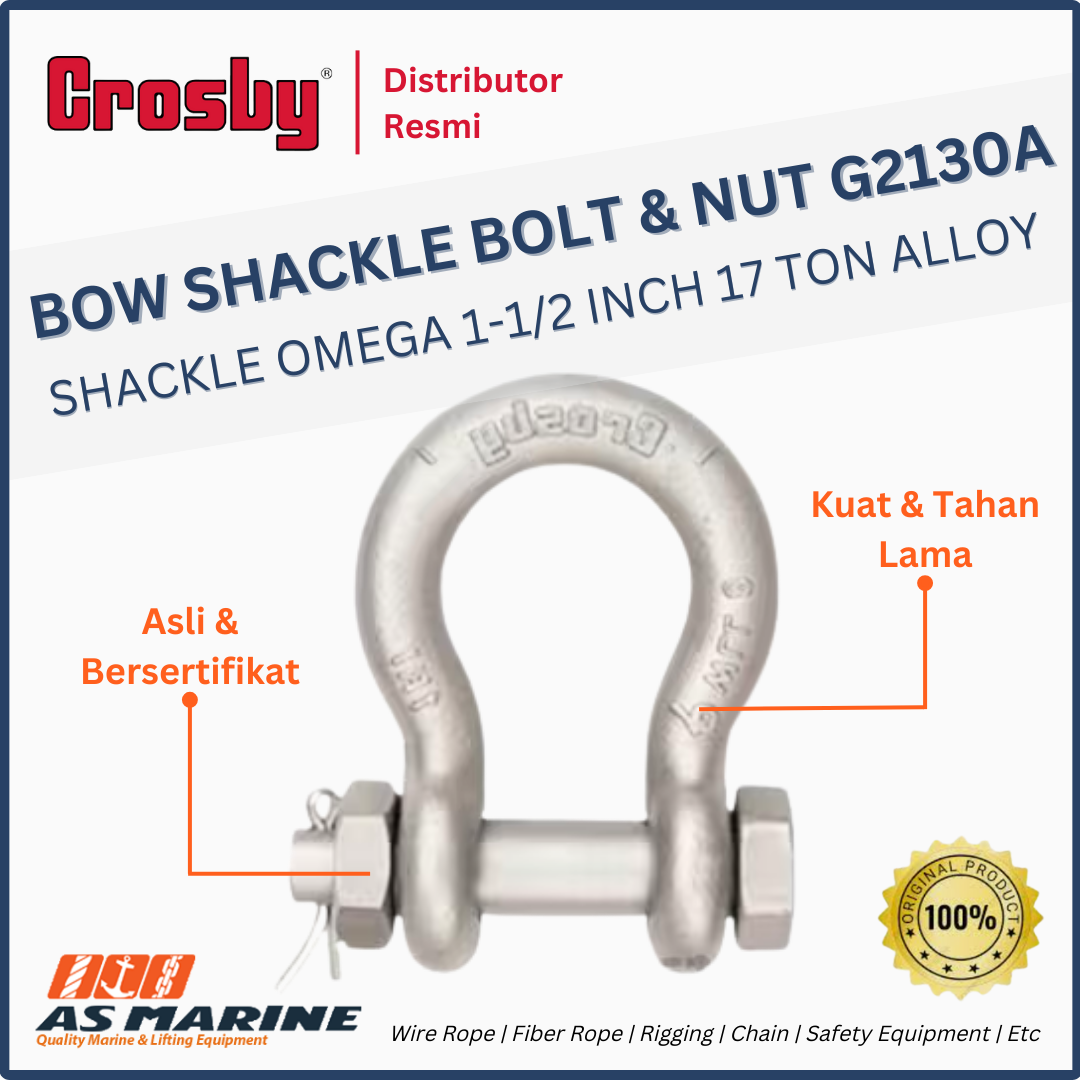 shackle crosby omega G2130A alloy bolt and nut 1-1/2 inch 17 ton