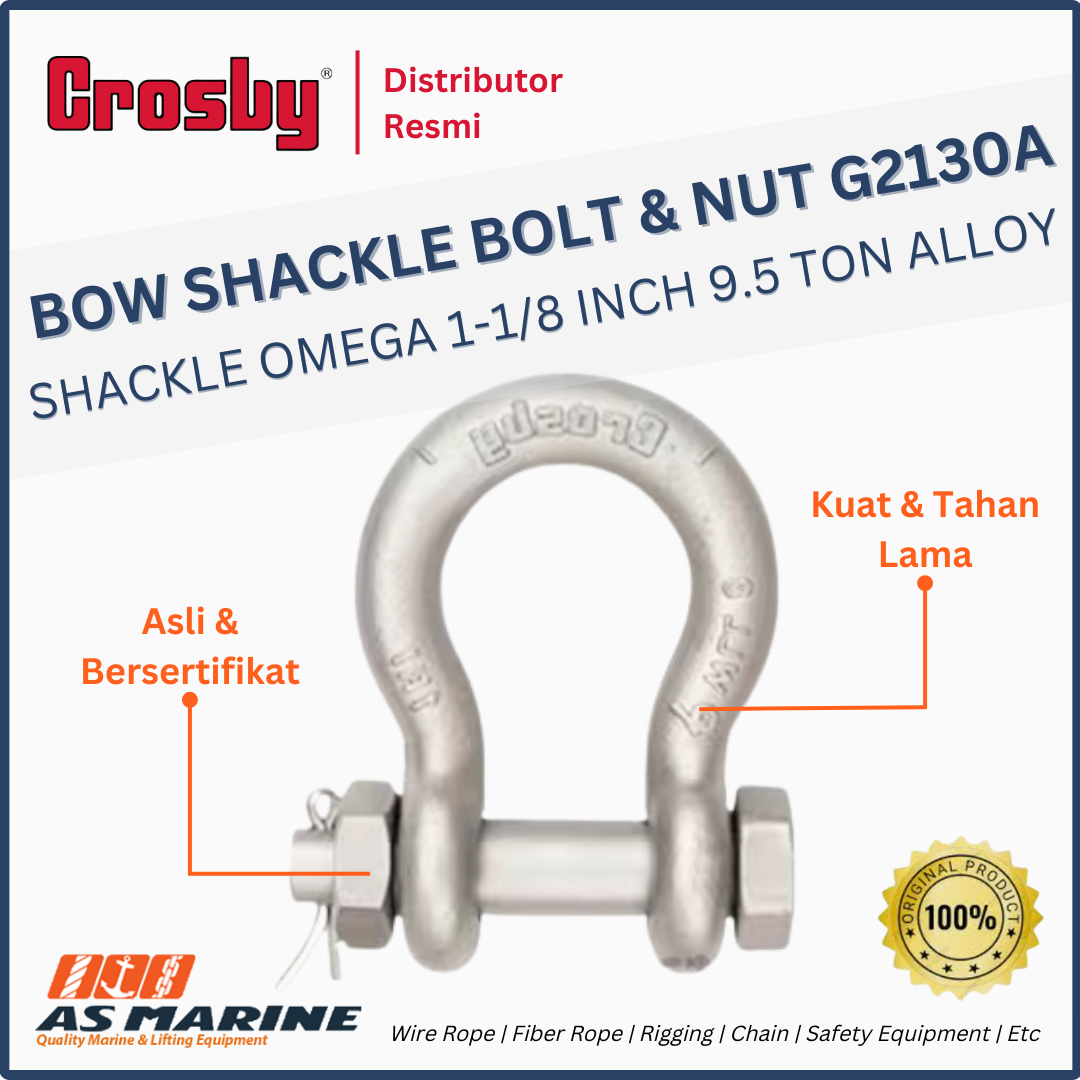 shackle crosby omega G2130A alloy bolt and nut 1-1/8 inch 9.5 ton
