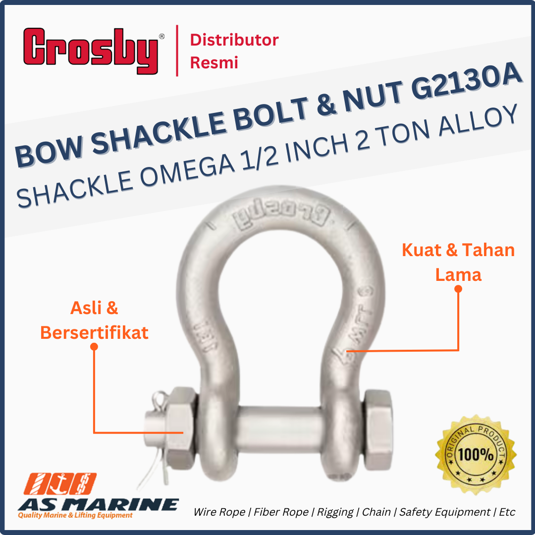 shackle crosby omega G2130A alloy bolt and nut 1/2 inch 2 ton