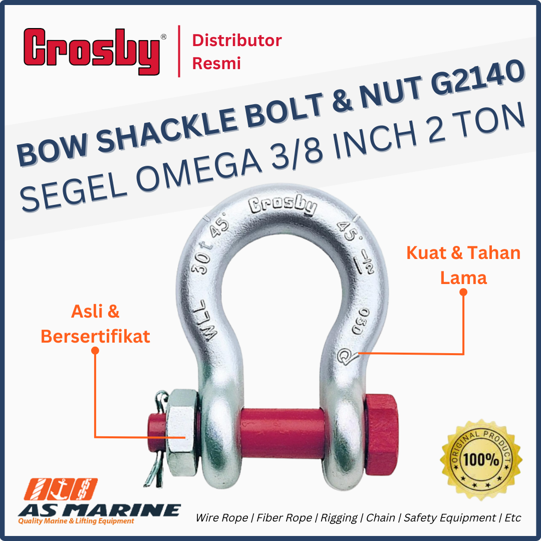 shackle crosby omega G2140 alloy bolt and nut 3/8 inch 2 ton