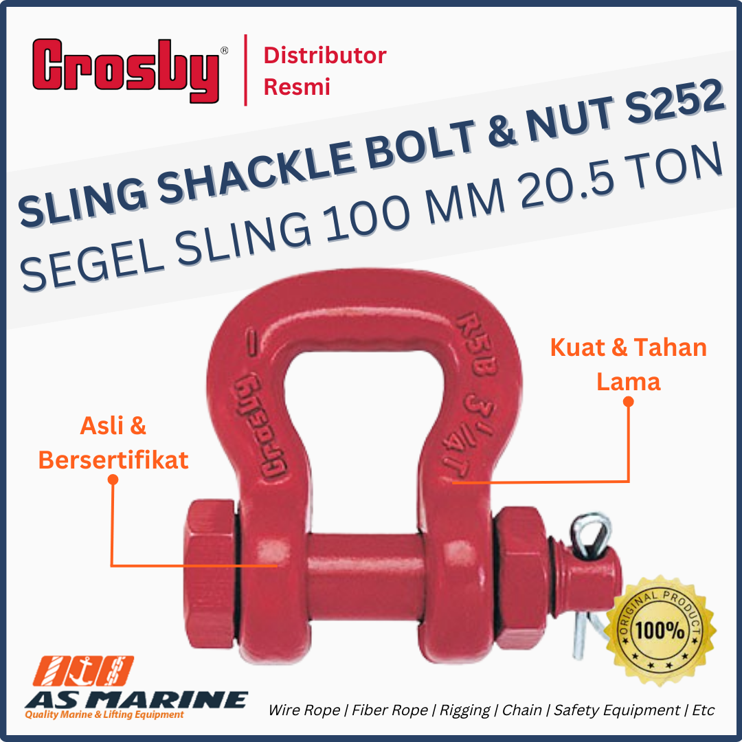 CROSBY USA Sling Shackle / Segel Sling S252 Alloy Bolt Type 100 mm 20.5 Ton 1020529