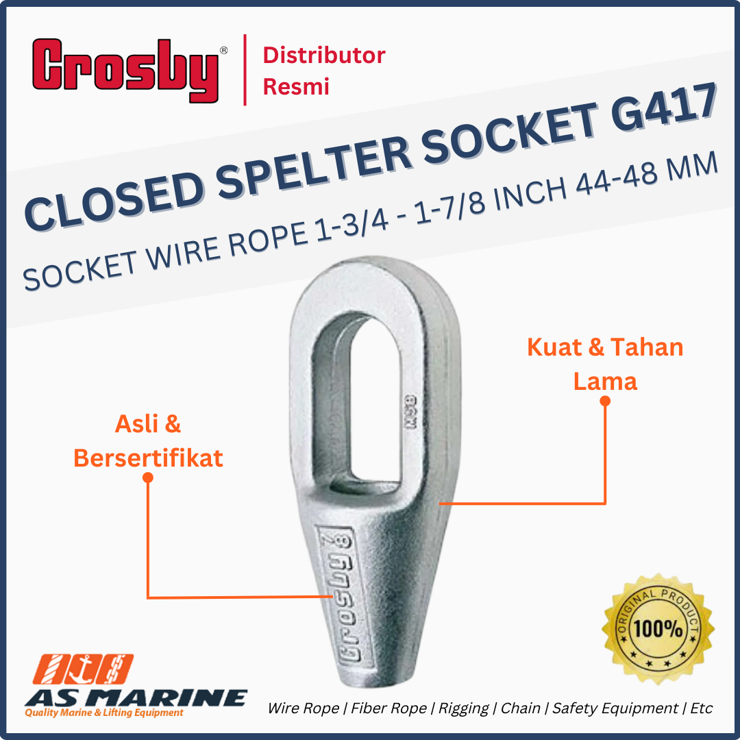 closed spelter socket crosby g417 1-3/4-1-7/8 inch 44-48 mm
