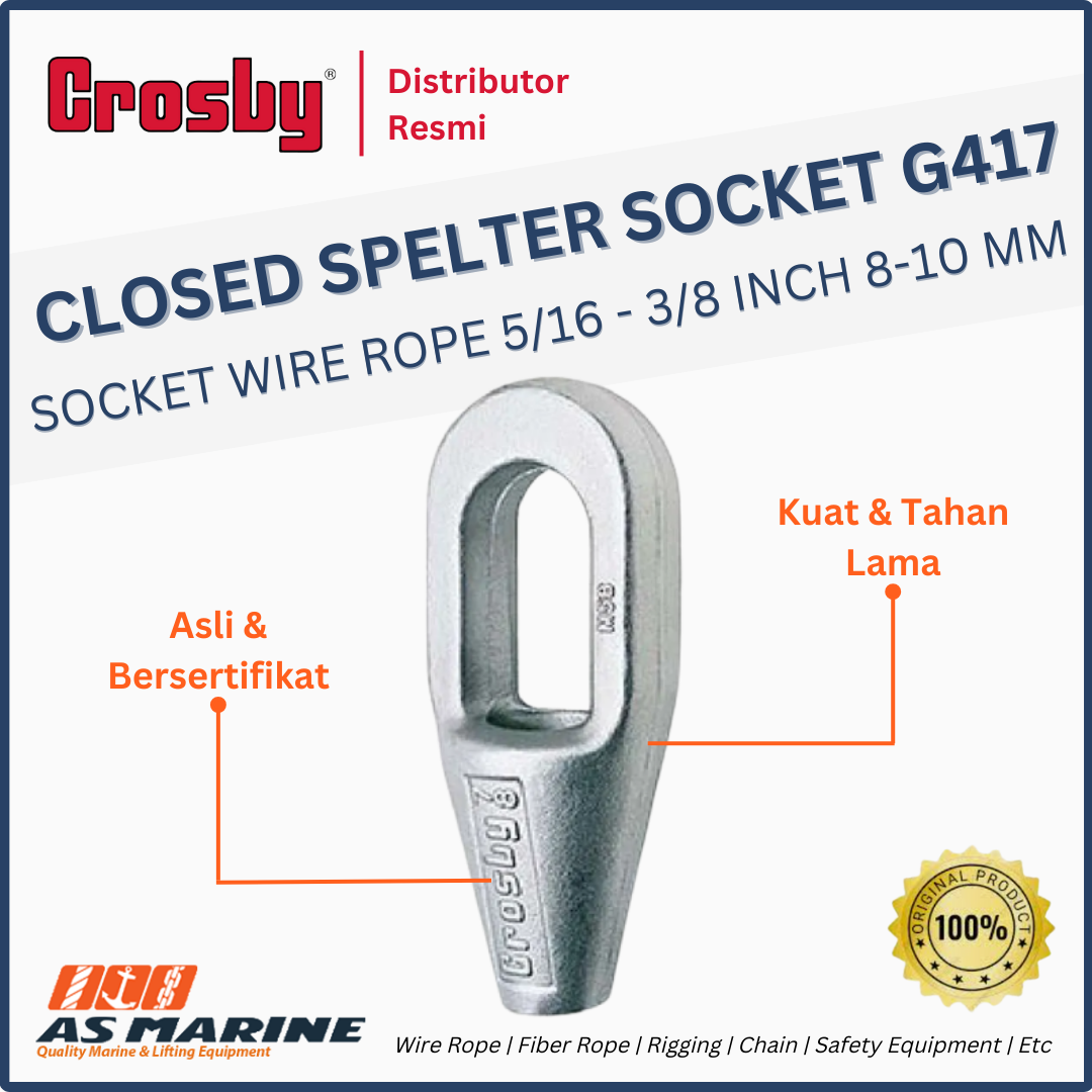 closed spelter socket crosby g417 5/16-3/8 inch 8-10 mm