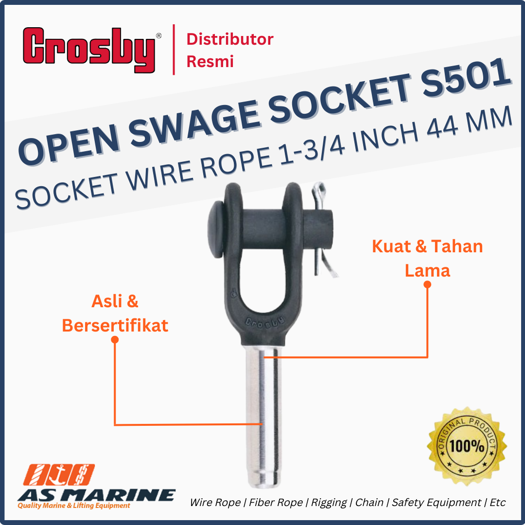 Crosby USA Open Swage Socket / Socket Wire Rope Sling S501 13/4 Inch