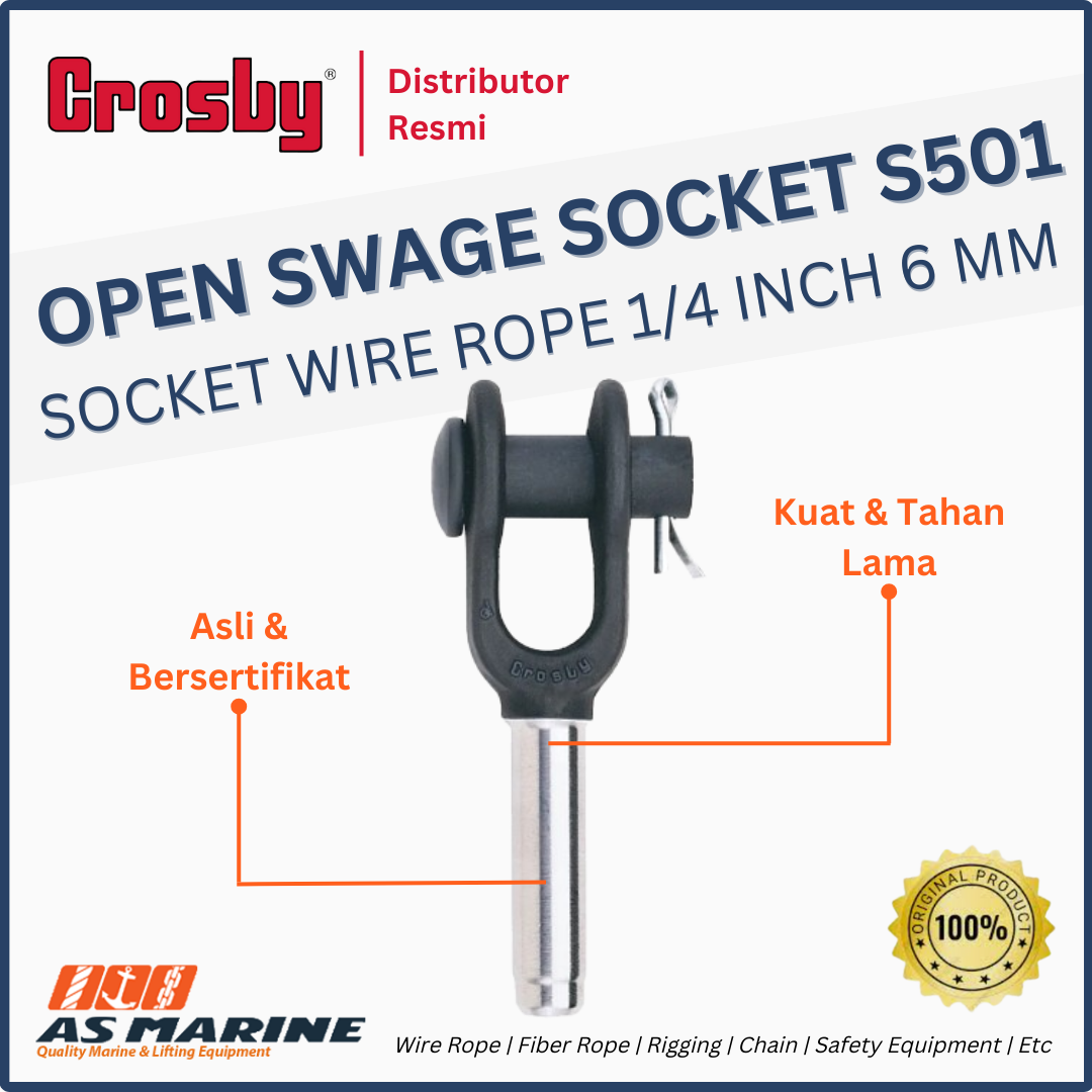 open swage socket crosby s501 1/4 inch 6 mm