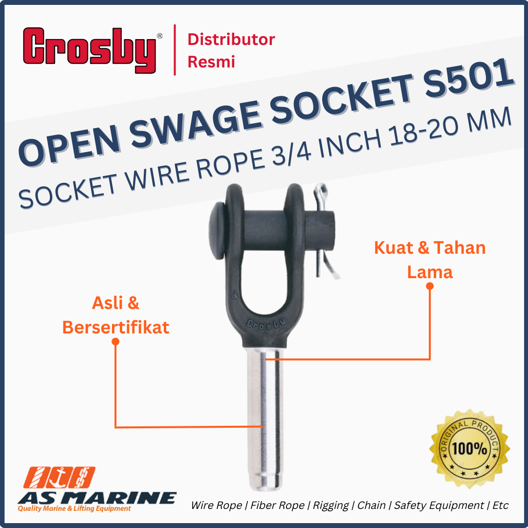 open swage socket crosby s501 3/4 inch 18-20 mm
