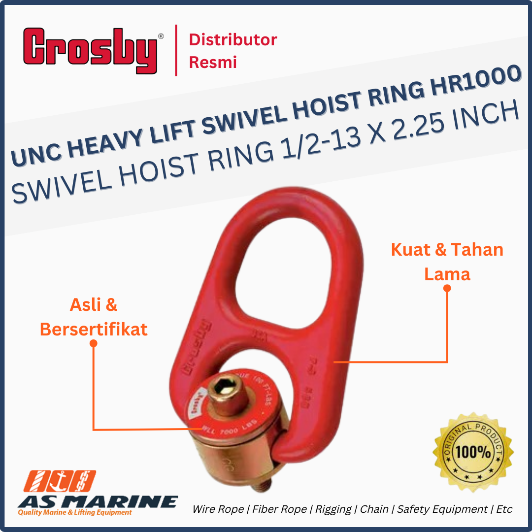 CROSBY USA UNC Heavy Lift Swivel Hoist Ring HR1000 1/2 - 13 x 2.25 Inch