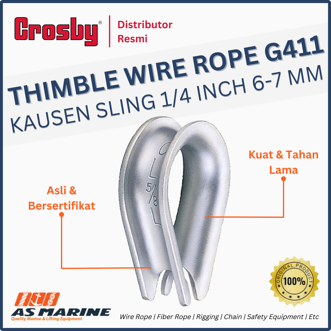 CROSBY USA Thimble Wire Rope / Kausen Sling G411 1/4 Inch 6-7 mm