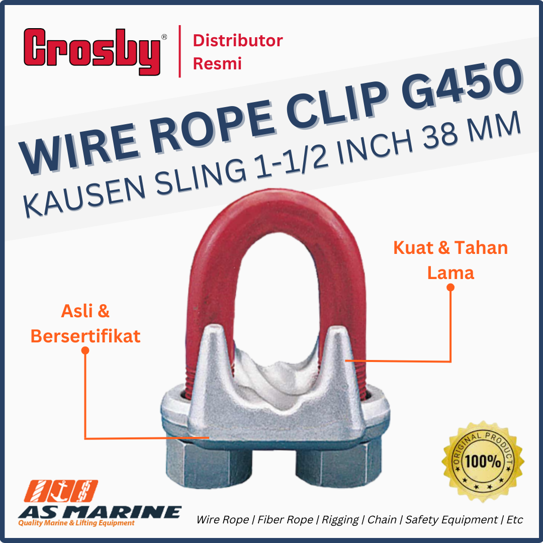 CROSBY USA Wire Rope Clip / Klem Sling / Kausen Sling G450 1-1/2 Inch 38 mm