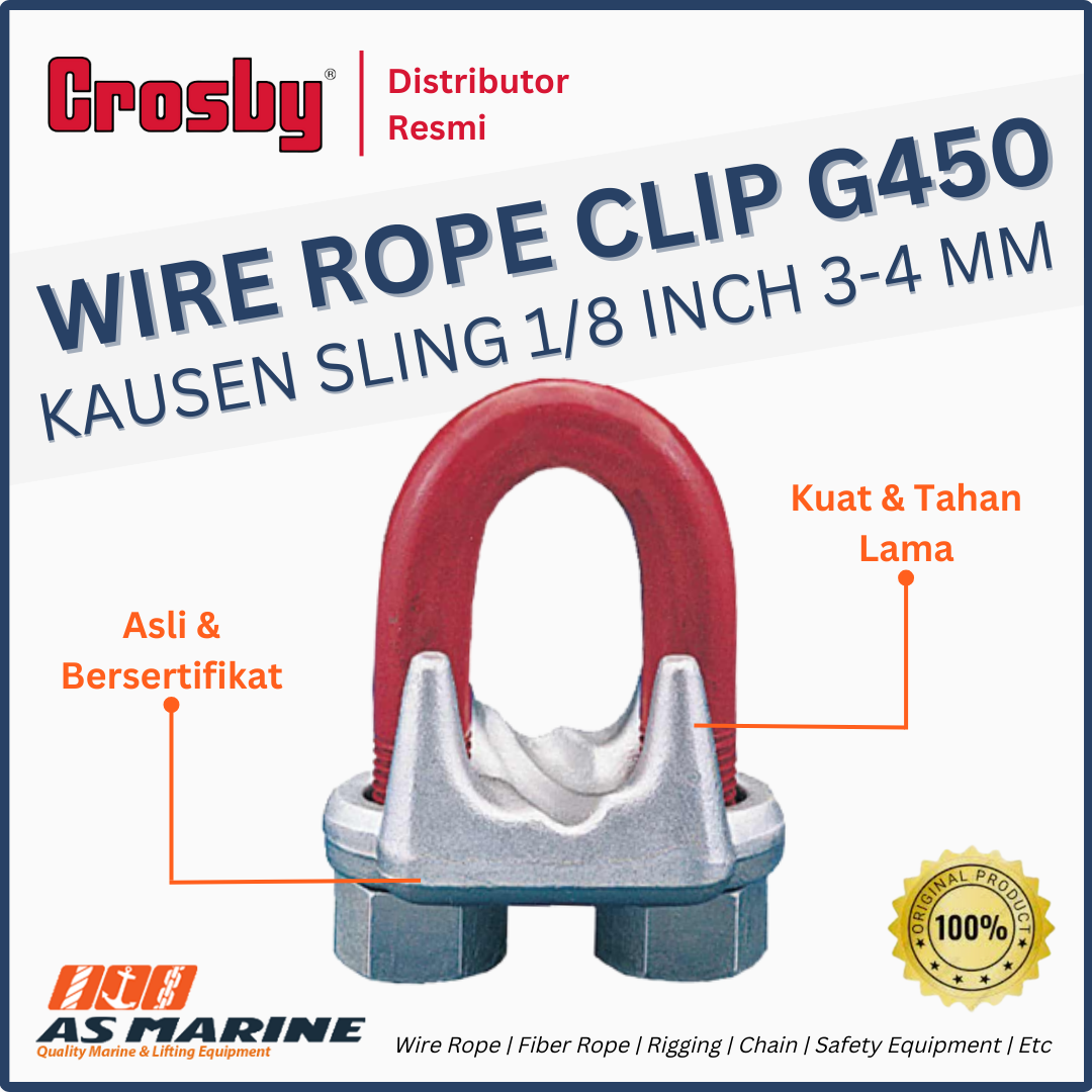CROSBY USA Wire Rope Clip / Klem Sling / Kausen Sling G450 1/8 Inch 3-4 mm